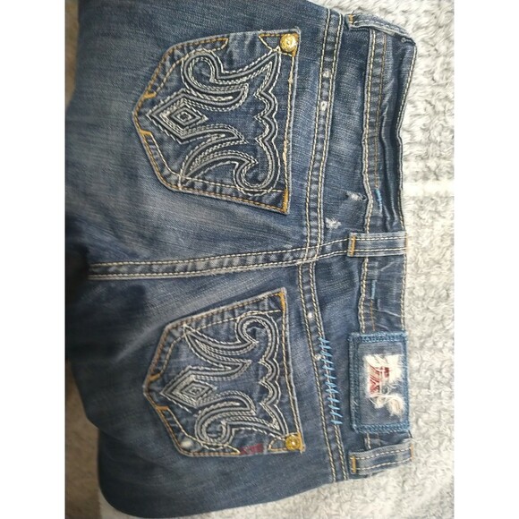 MEK Distressed Denim Bootcut Jeans Size 27 - Picture 7 of 12